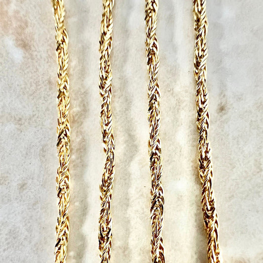 Vintage 18 Karat Yellow Gold 19.75 Inches Twisted Wheat Chain Necklace - WeilJewelry