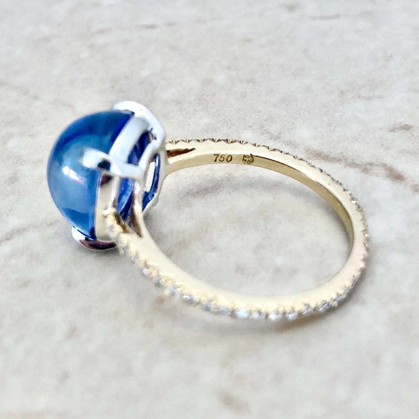 Vintage 18 Karat Yellow Gold 7.69 Carats Untreated Sapphire & Diamond Solitaire Ring By Carvin French Jewelers - WeilJewelry