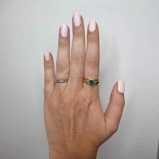 Vintage 18 Karat Yellow Gold Natural Emerald & Diamond Ring - WeilJewelry