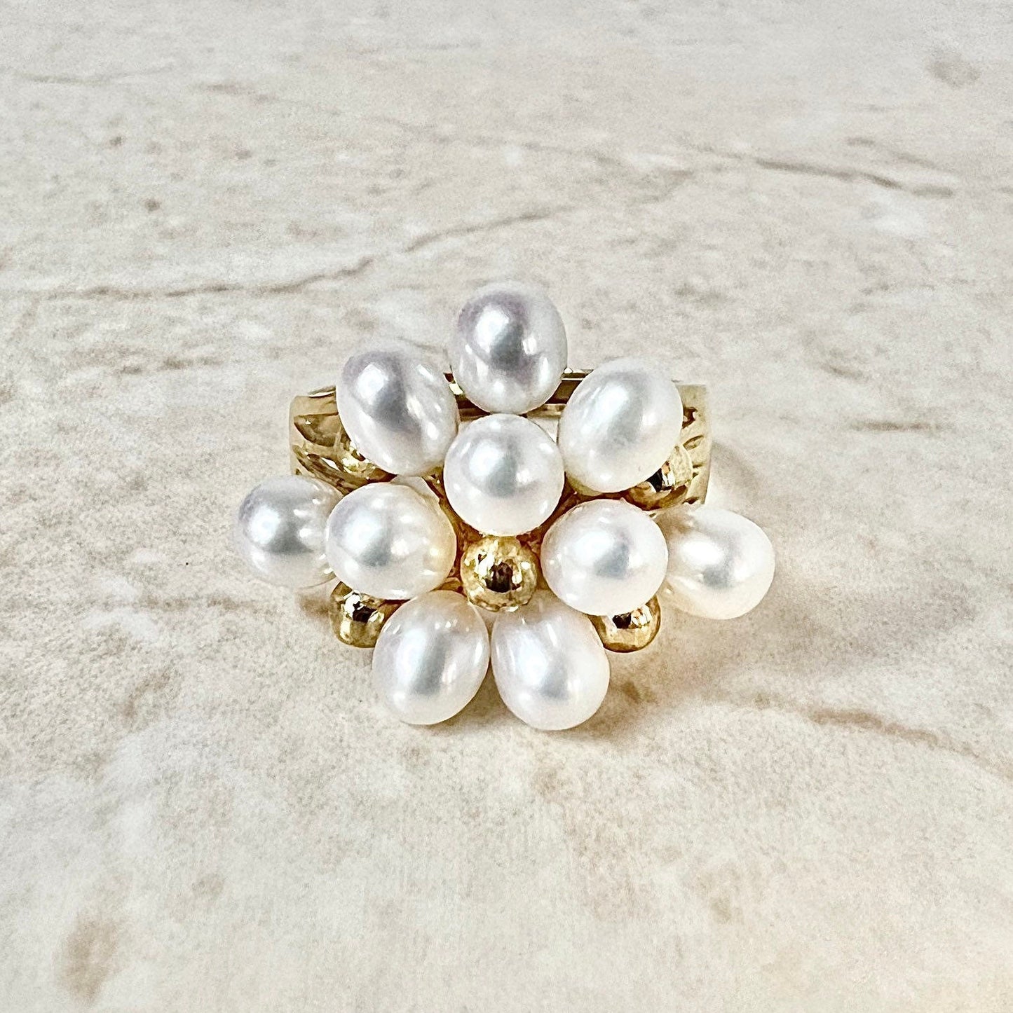 Vintage 18 Karat Yellow Gold White Pearl Ring - WeilJewelry