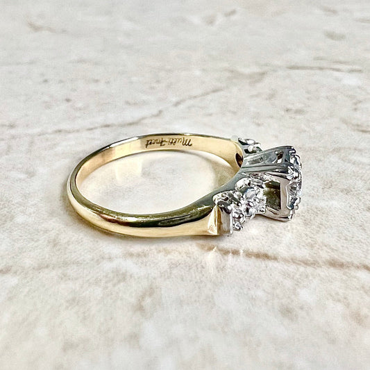 Vintage 1940’s 14 Karat Two - Tone Gold Diamond Engagement Ring - WeilJewelry