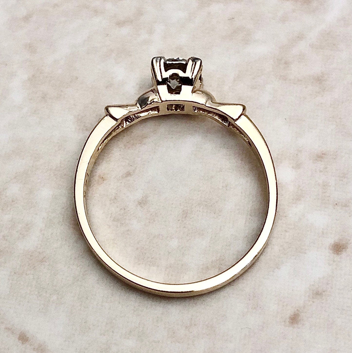 CLEARANCE 40% OFF - Vintage 1940’s Retro 14 Karat Yellow Gold 0.40 Carat Diamond Solitaire Engagement Ring - WeilJewelry