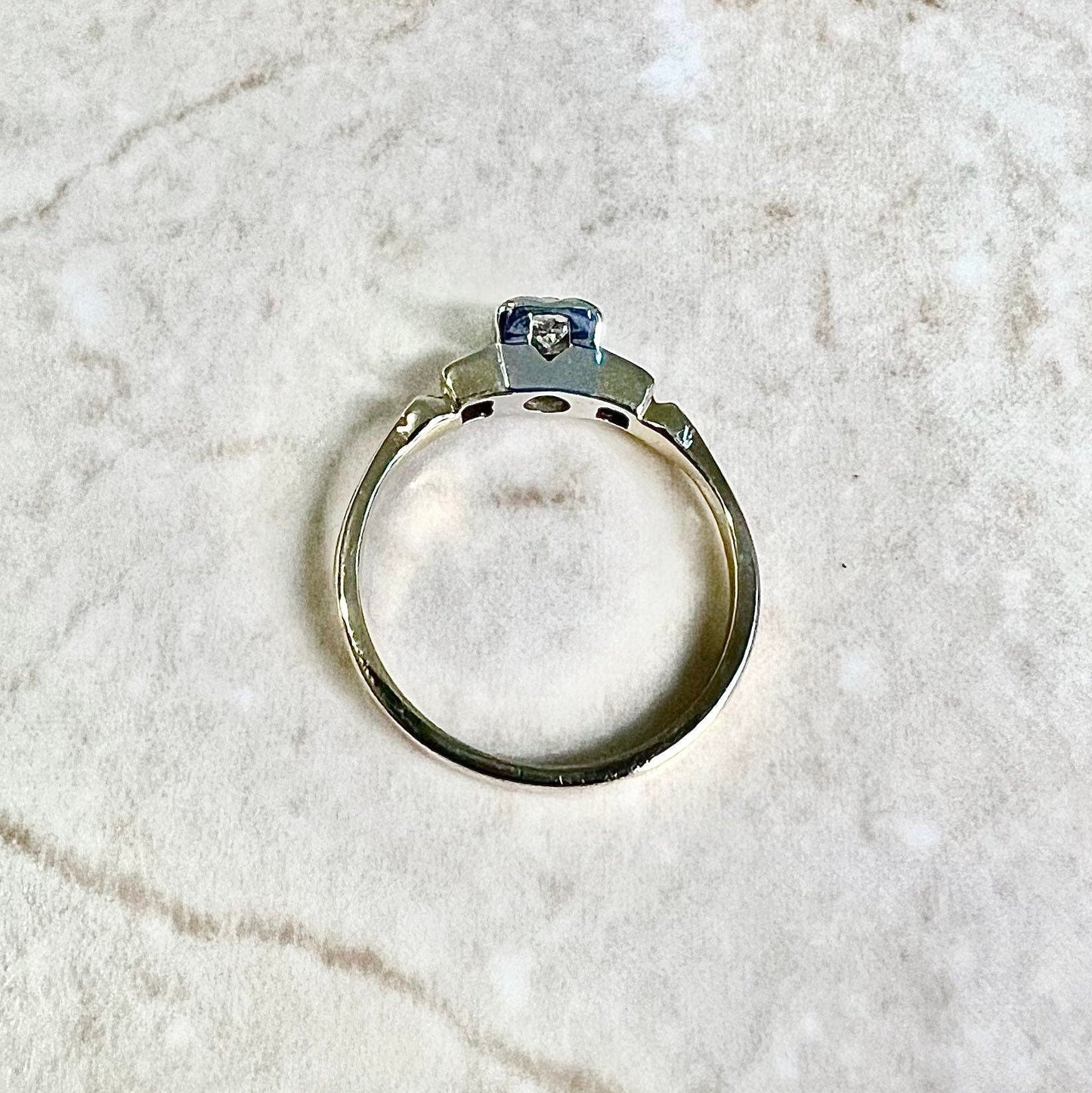 Vintage 1940’s Retro 14 Karat Yellow & White Gold Diamond Three - Stone Engagement Ring - WeilJewelry