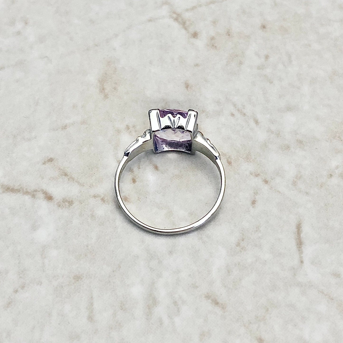 Vintage Art Deco 14 Karat Gold Pink Synthetic Spinel Ring - WeilJewelry