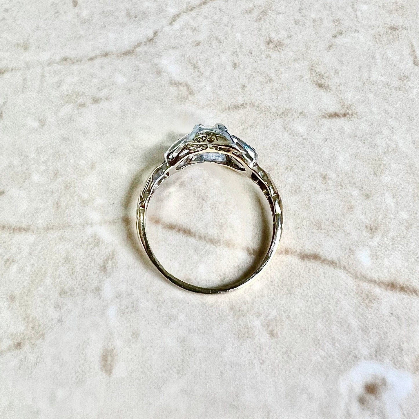 Vintage Art Deco 14 Karat Two - Tone Gold 0.33 Carat Diamond Engagement Ring - WeilJewelry