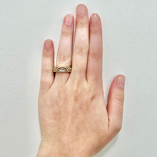 Vintage Handcrafted 18 Karat Two - Tone Diamond Band Ring By Carvin French - WeilJewelry