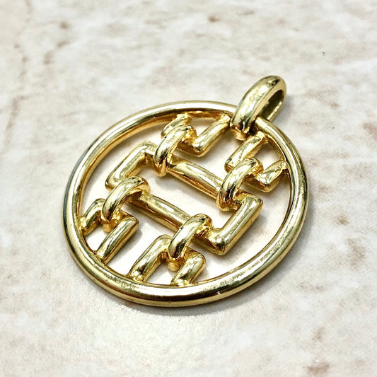 Vintage Handcrafted 18 Karat Yellow Gold Circle Pendant - WeilJewelry
