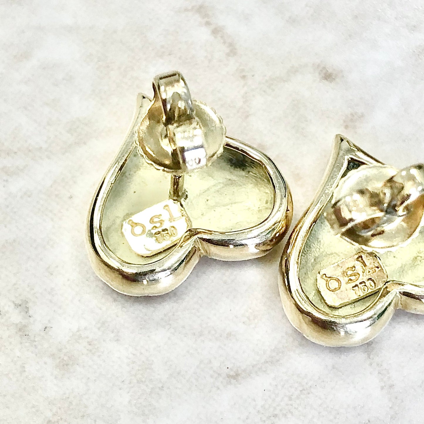 Vintage Handcrafted 18 Karat Yellow Gold Heart Earrings - WeilJewelry