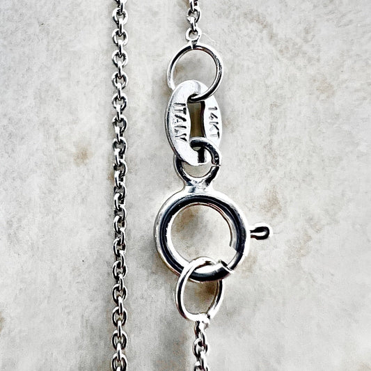 Vintage Italian 14 Karat White Gold Adjustable 16 - 18 Inches Cable Chain Necklace - WeilJewelry