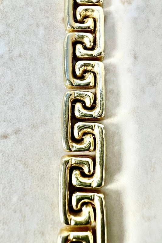 Vintage Italian 14 Karat Yellow Gold Greek Key Bracelet - WeilJewelry