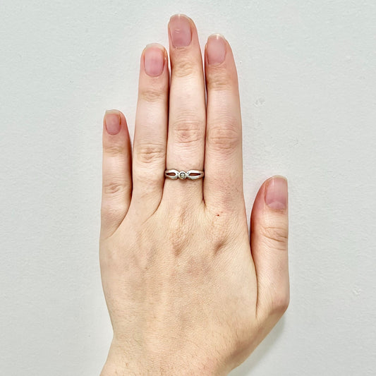 Vintage Italian 18 Karat White Gold Diamond Solitaire Ring - WeilJewelry