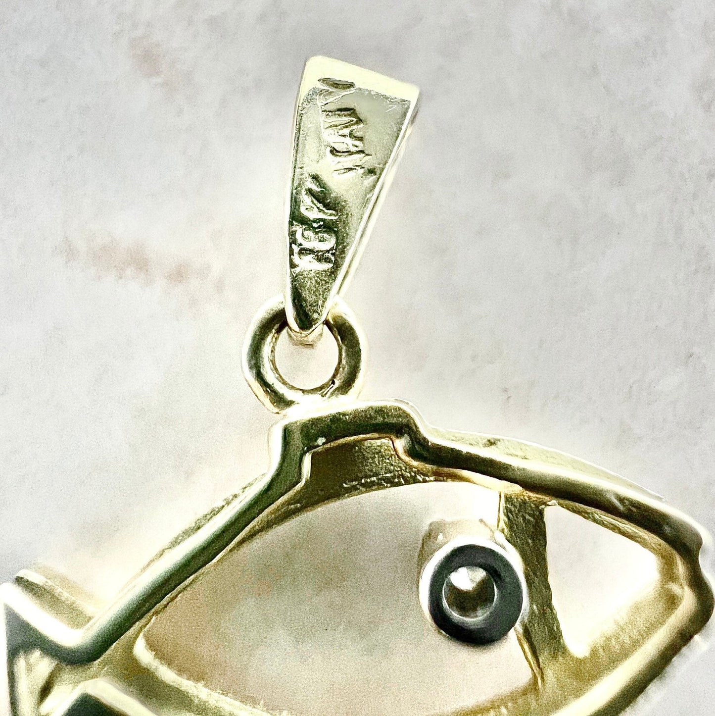 CLEARANCE 40% OFF - Vintage Italian 18 Karat Yellow Gold Diamond Fish Pendant - WeilJewelry