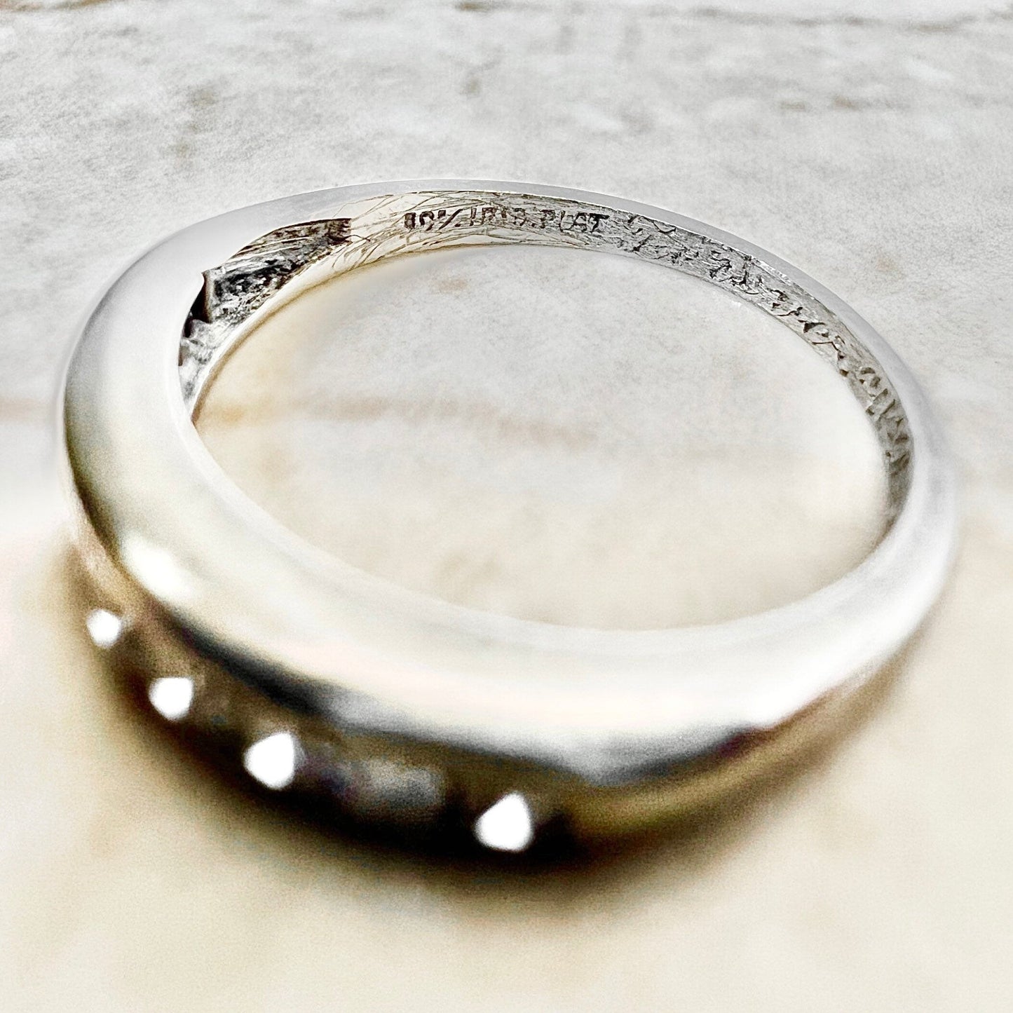 Vintage Platinum Half - Eternity Diamond Band Ring - WeilJewelry