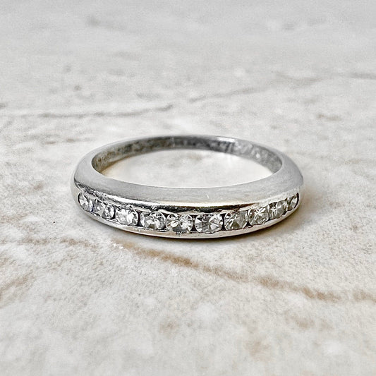 Vintage Platinum Half - Eternity Diamond Band Ring - WeilJewelry