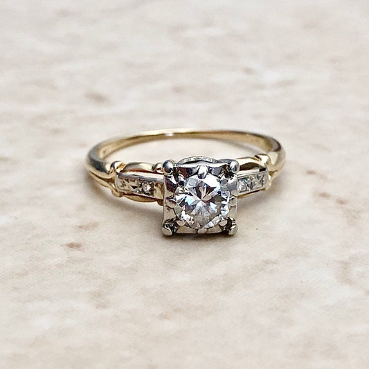 Vintage Retro 0.55 Carat Old European Diamond Engagement Ring - WeilJewelry