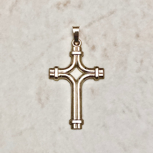 Vintage Solid 10 Karat Gold Cross Pendant - WeilJewelry