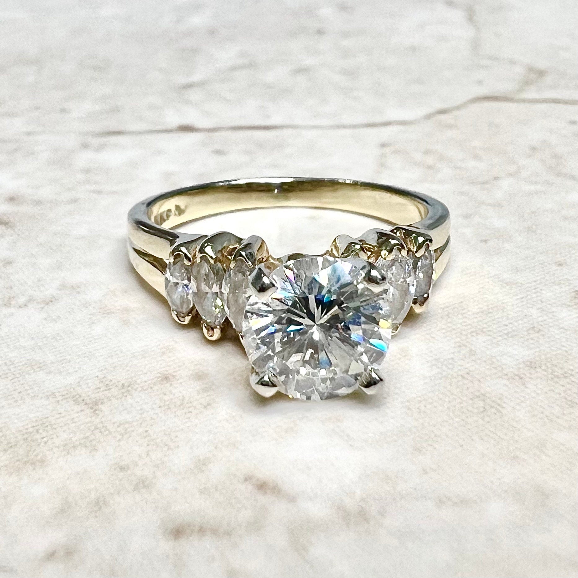 Vintage 14 Karat Yellow Gold Carat Diamond Engagement Ring
