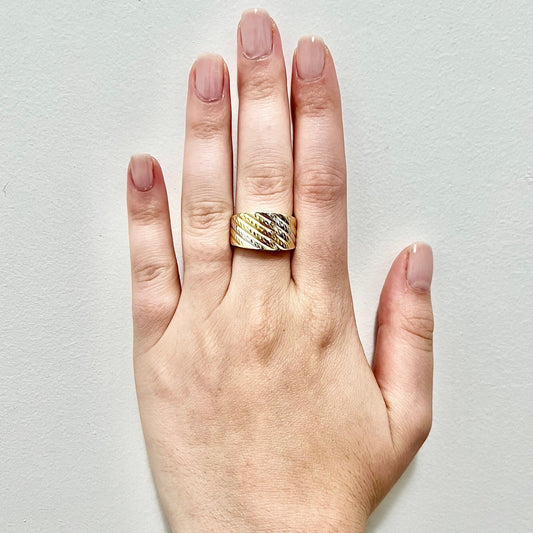 Wide 14 Karat Two - Tone Gold Band Ring - WeilJewelry