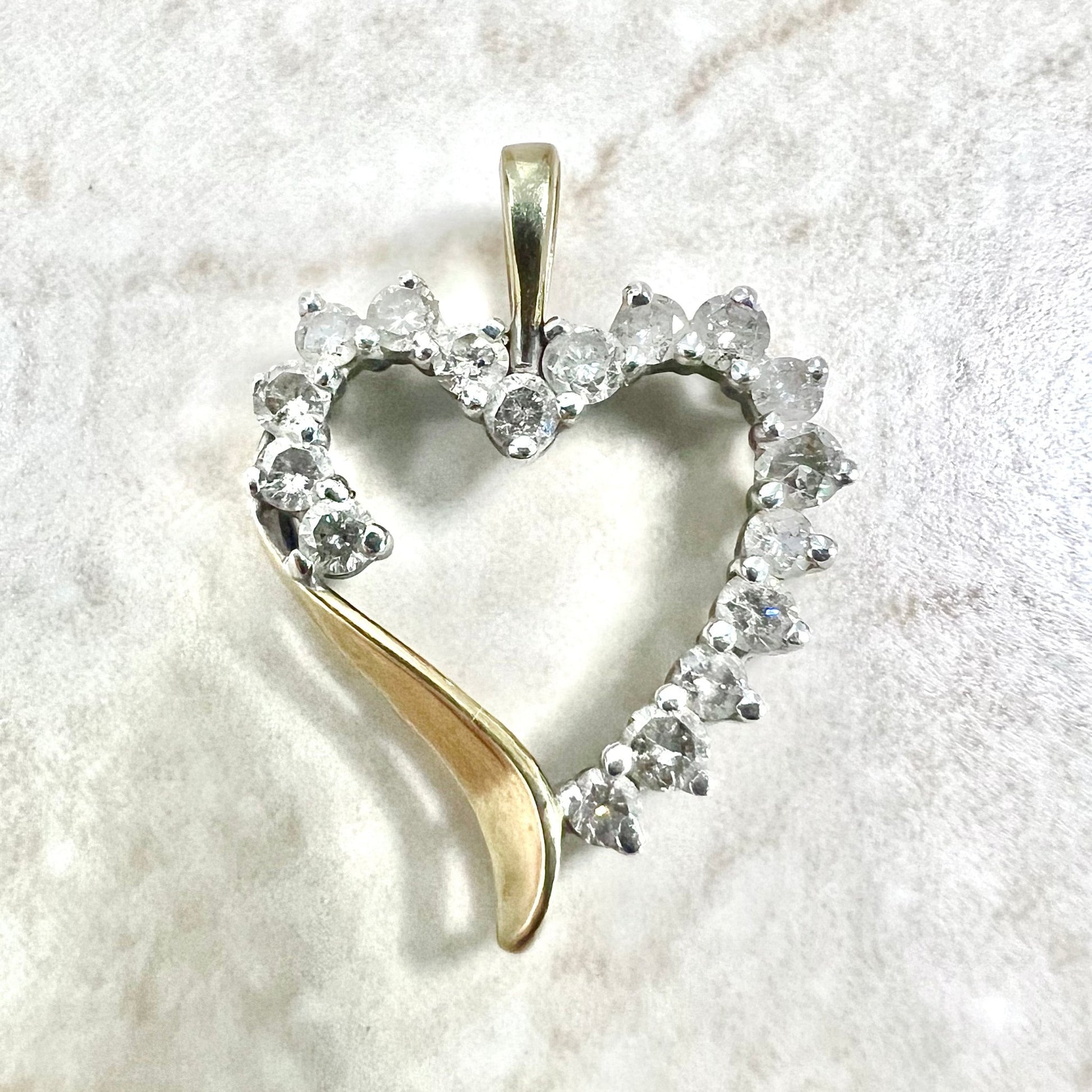 10 Karat Two - Tone Gold 1 Carat Diamond Heart Pendant - WeilJewelry