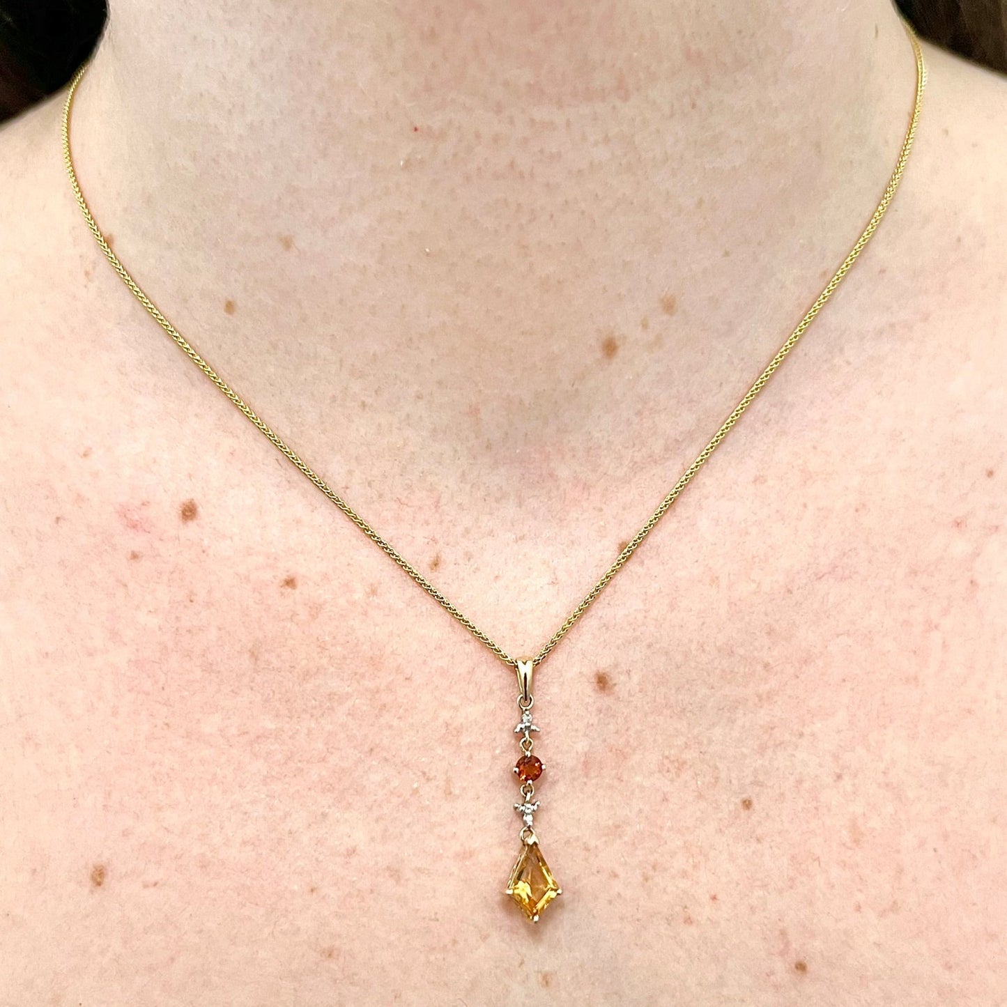 10 Karat Two - Tone Gold Diamond & Citrine Pendant - WeilJewelry