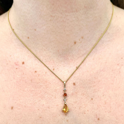 10 Karat Two-Tone Gold Diamond & Citrine Pendant - WeilJewelry