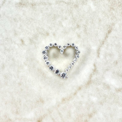 10 Karat White Gold Graduated Diamond Heart Pendant - WeilJewelry