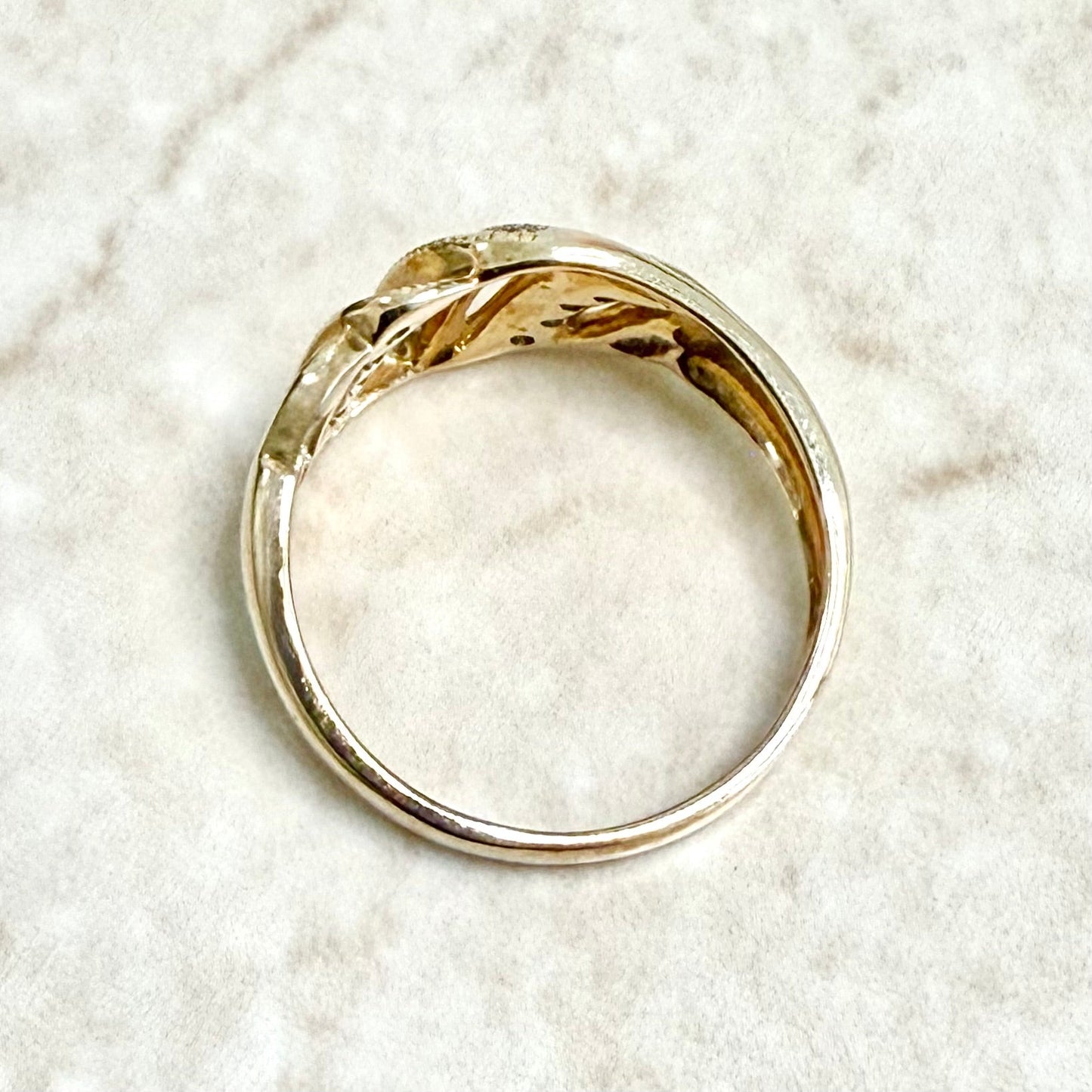 10 Karat Yellow Gold Natural Round & Baguette Diamond Band Ring - WeilJewelry