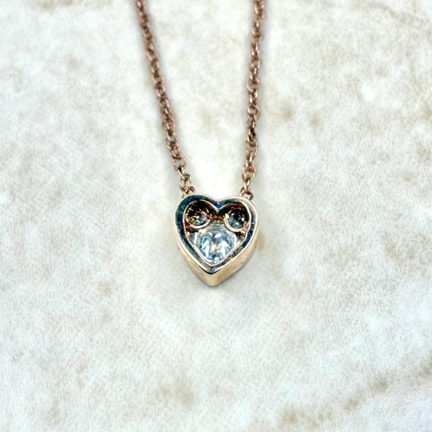 10K Gold Diamond Solitaire Necklace - 10K Rose Gold Diamond Heart Necklace - Heart Pendant Necklace - Heart Solitaire Pendant - Gift For Her - WeilJewelry