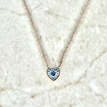 10K Gold Diamond Solitaire Necklace - 10K Rose Gold Diamond Heart Necklace - Heart Pendant Necklace - Heart Solitaire Pendant - Gift For Her - WeilJewelry