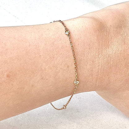 14 Karat Rose Gold 0.12 Carat Diamond By The Yard Bracelet - WeilJewelry