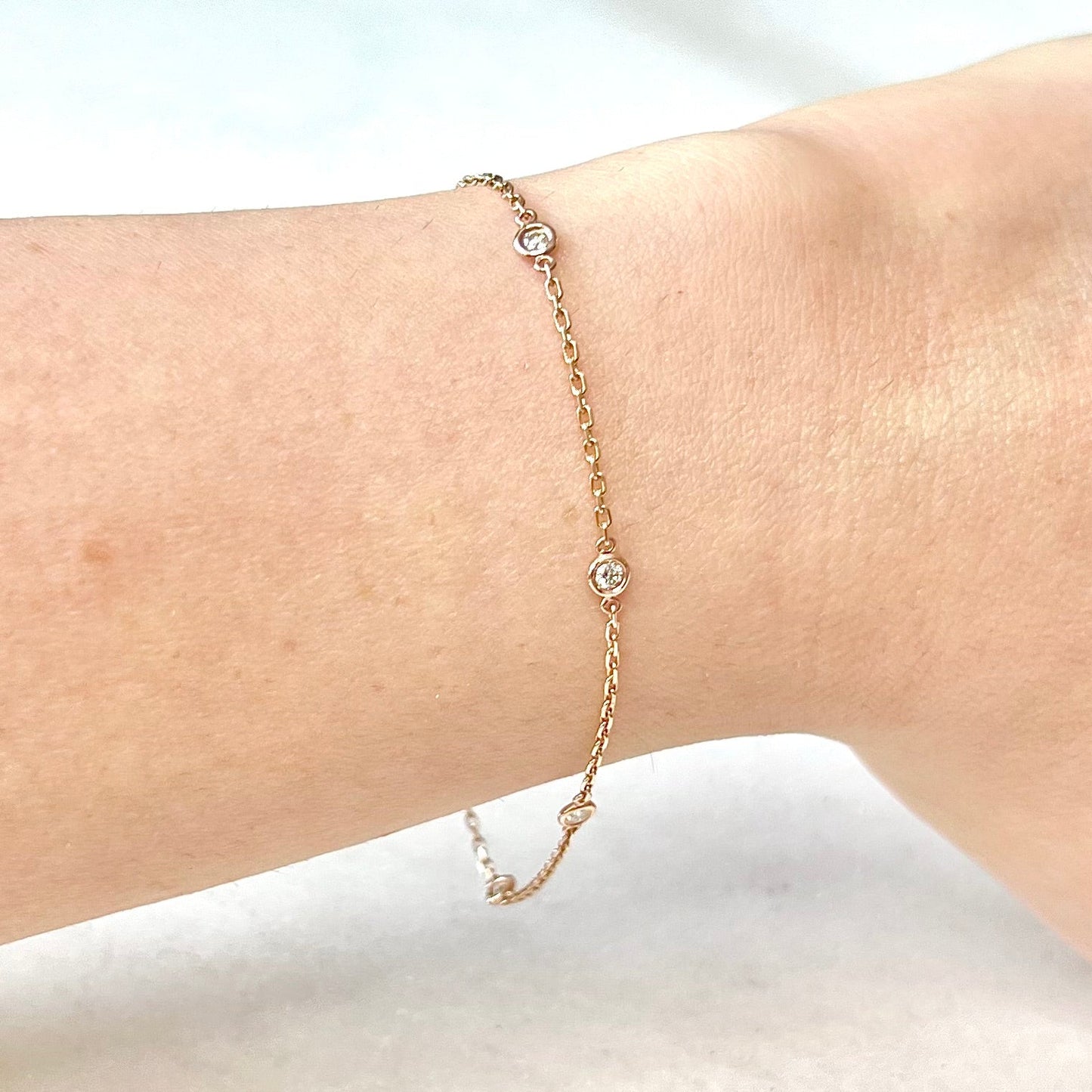 14 Karat Rose Gold 0.15 Carat Diamond By The Yard Bracelet - WeilJewelry