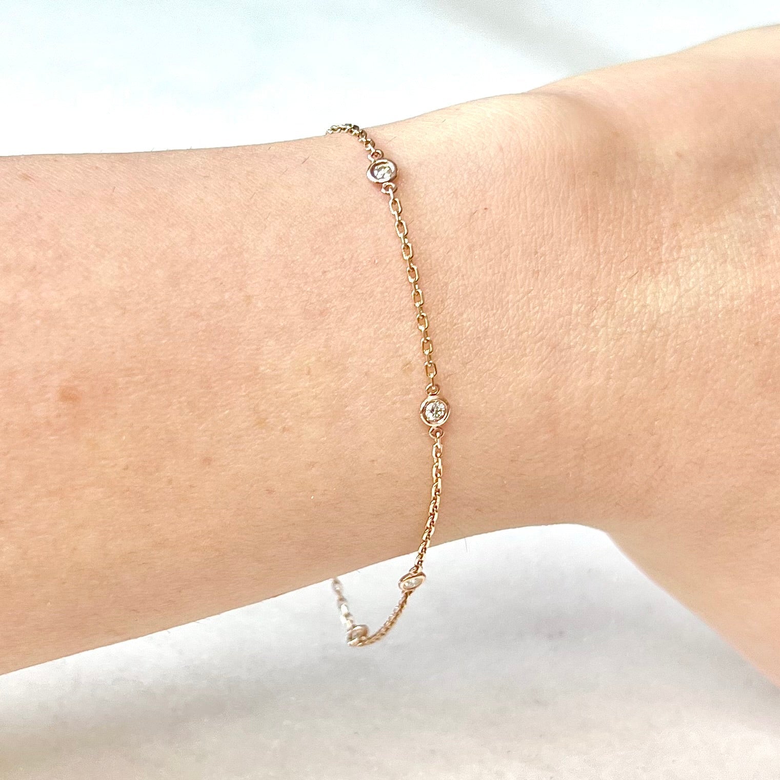 14 Karat Rose Gold 0.15 Carat Diamond By The Yard Bracelet - WeilJewelry