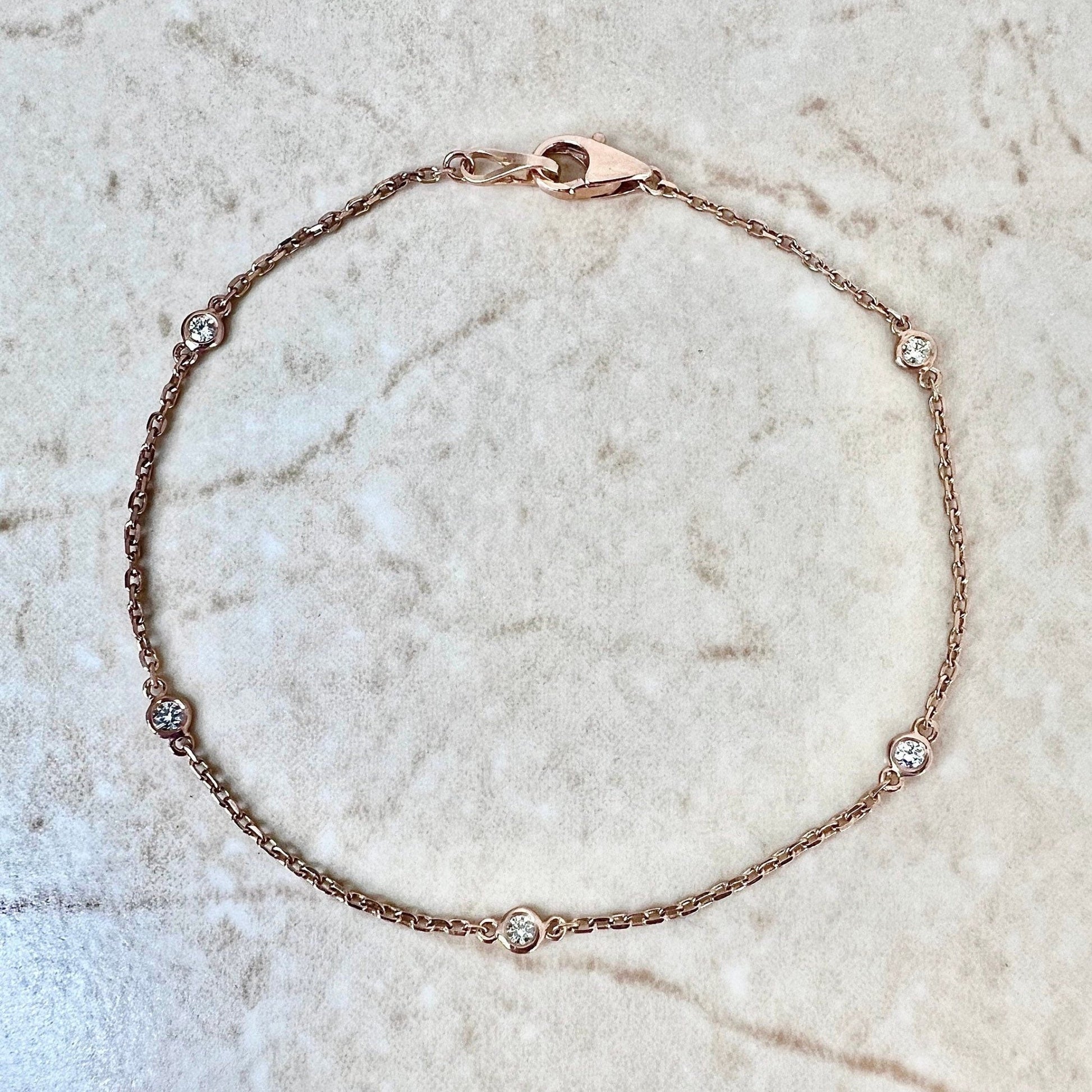 14 Karat Rose Gold 0.20 Carat Diamond By The Yard Bracelet - WeilJewelry