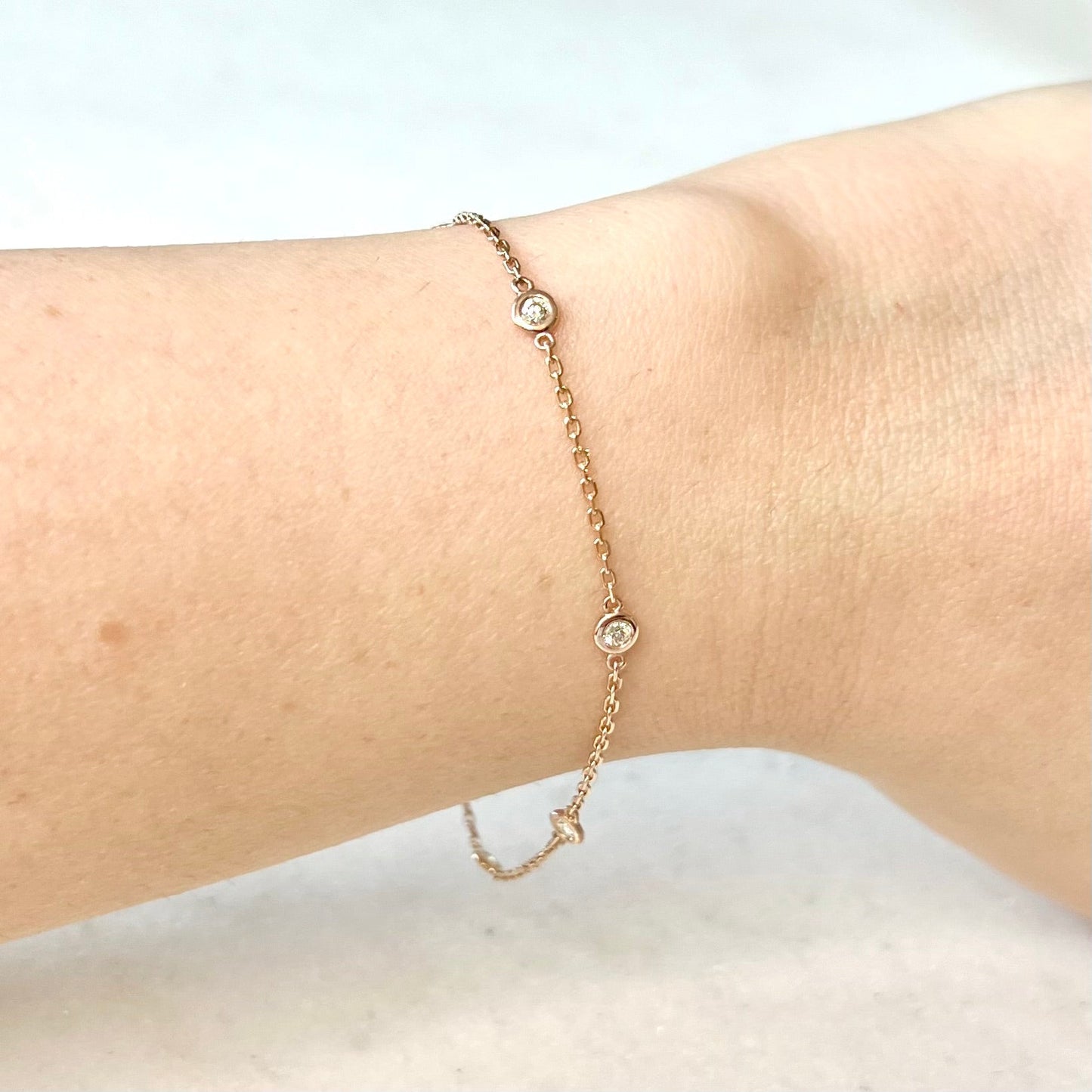 14 Karat Rose Gold 0.20 Carat Diamond By The Yard Bracelet - WeilJewelry