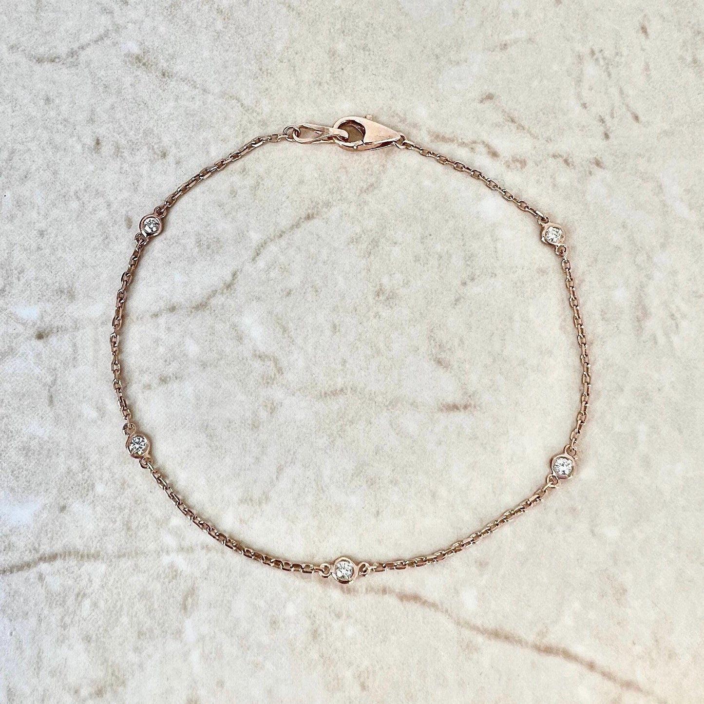 14 Karat Rose Gold 0.20 Carat Diamond By The Yard Bracelet - WeilJewelry