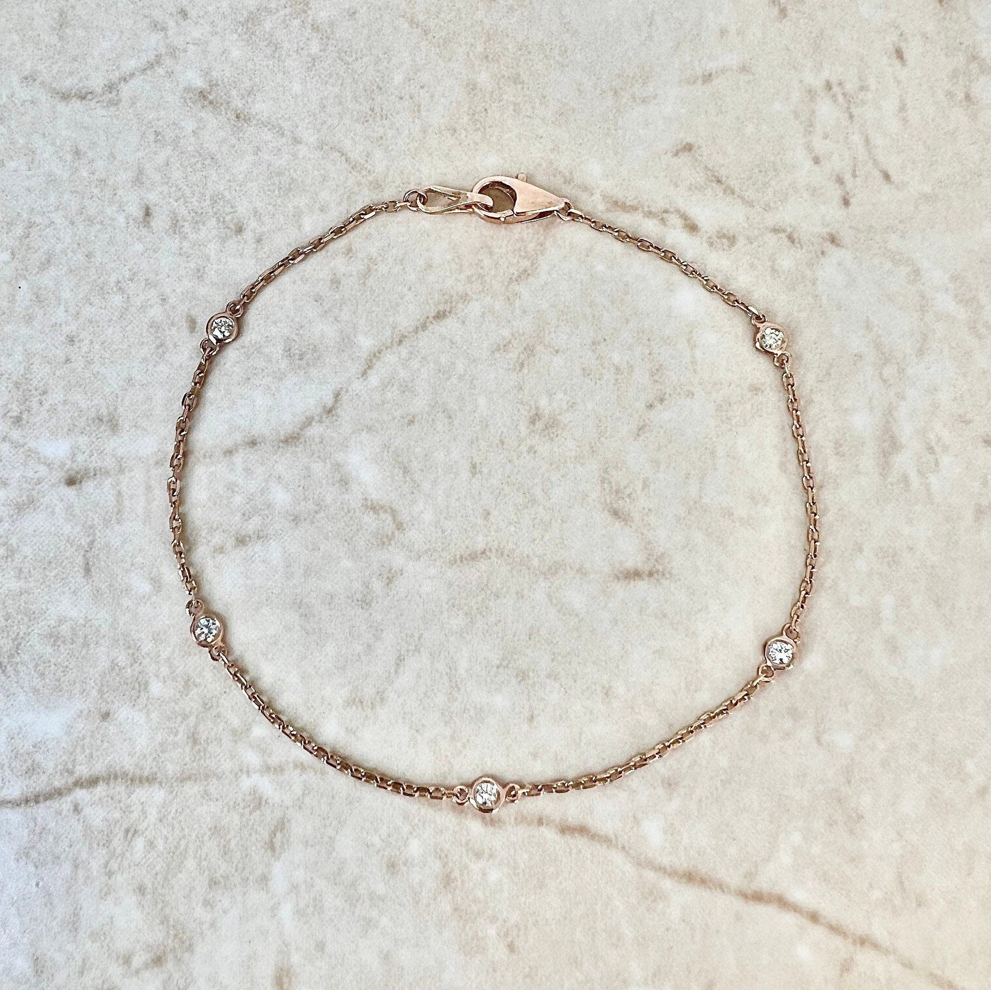 14 Karat Rose Gold 0.20 Carat Diamond By The Yard Bracelet - WeilJewelry