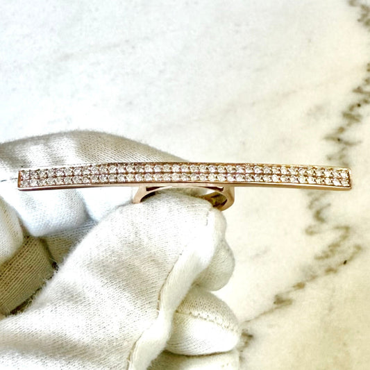 14 Karat Rose Gold 3 - Finger 0.75 Carat Natural Diamond Bar Ring - WeilJewelry