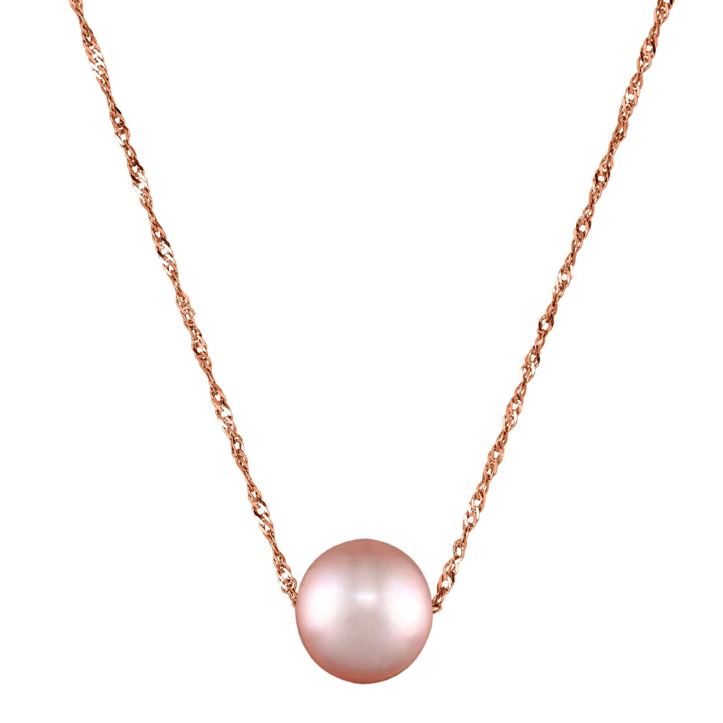 14 Karat Rose Gold Single Pink Pearl Pendant Necklace - WeilJewelry