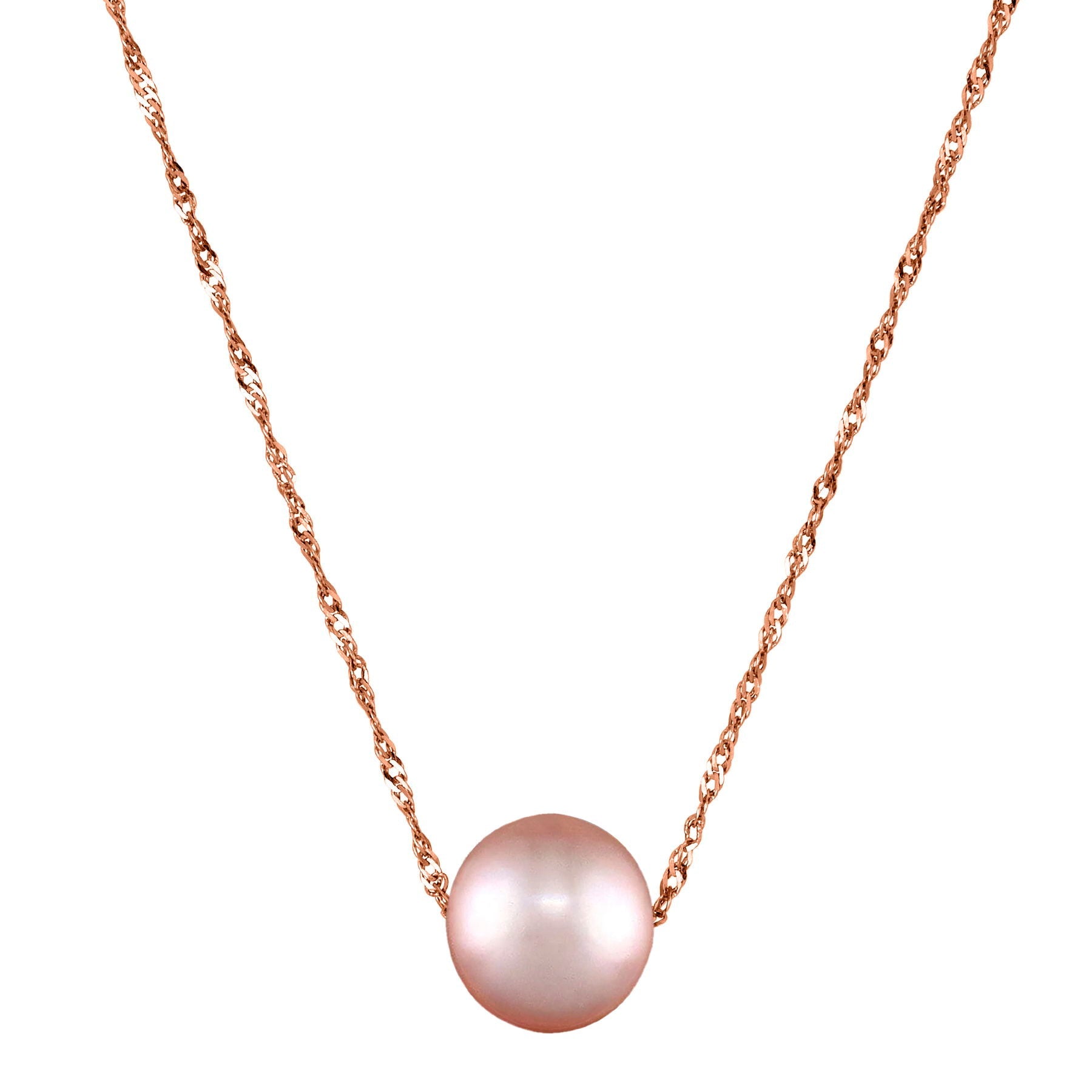 14 Karat Rose Gold Single Pink Pearl Pendant Necklace - WeilJewelry