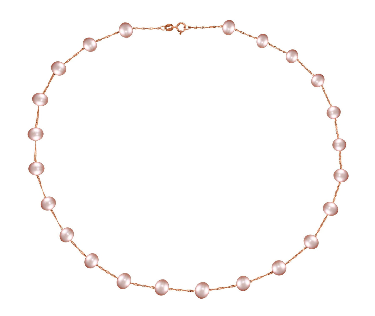 14 Karat Rose Gold Tin Cup Pink Pearl Necklace - WeilJewelry