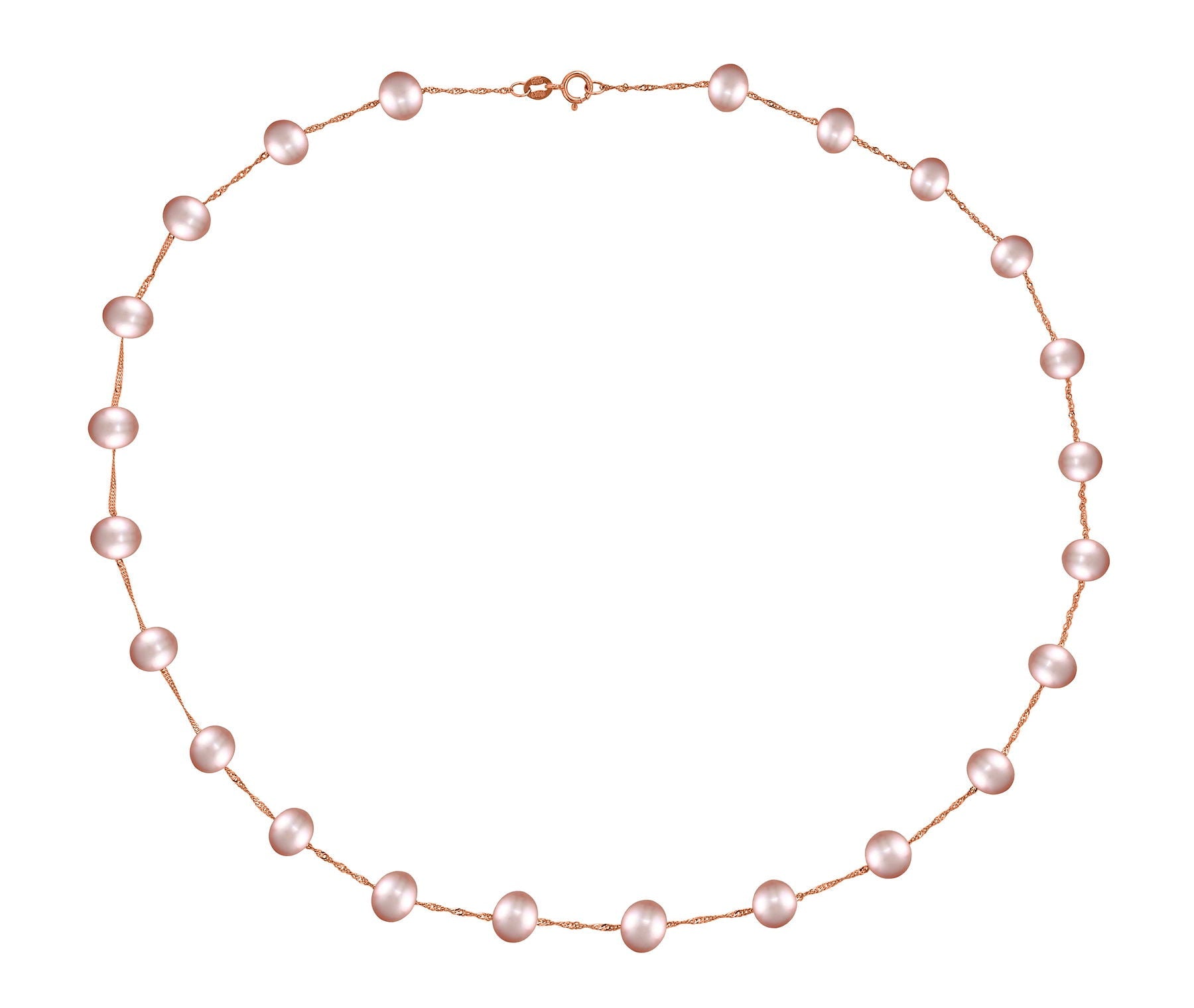 14 Karat Rose Gold Tin Cup Pink Pearl Necklace - WeilJewelry