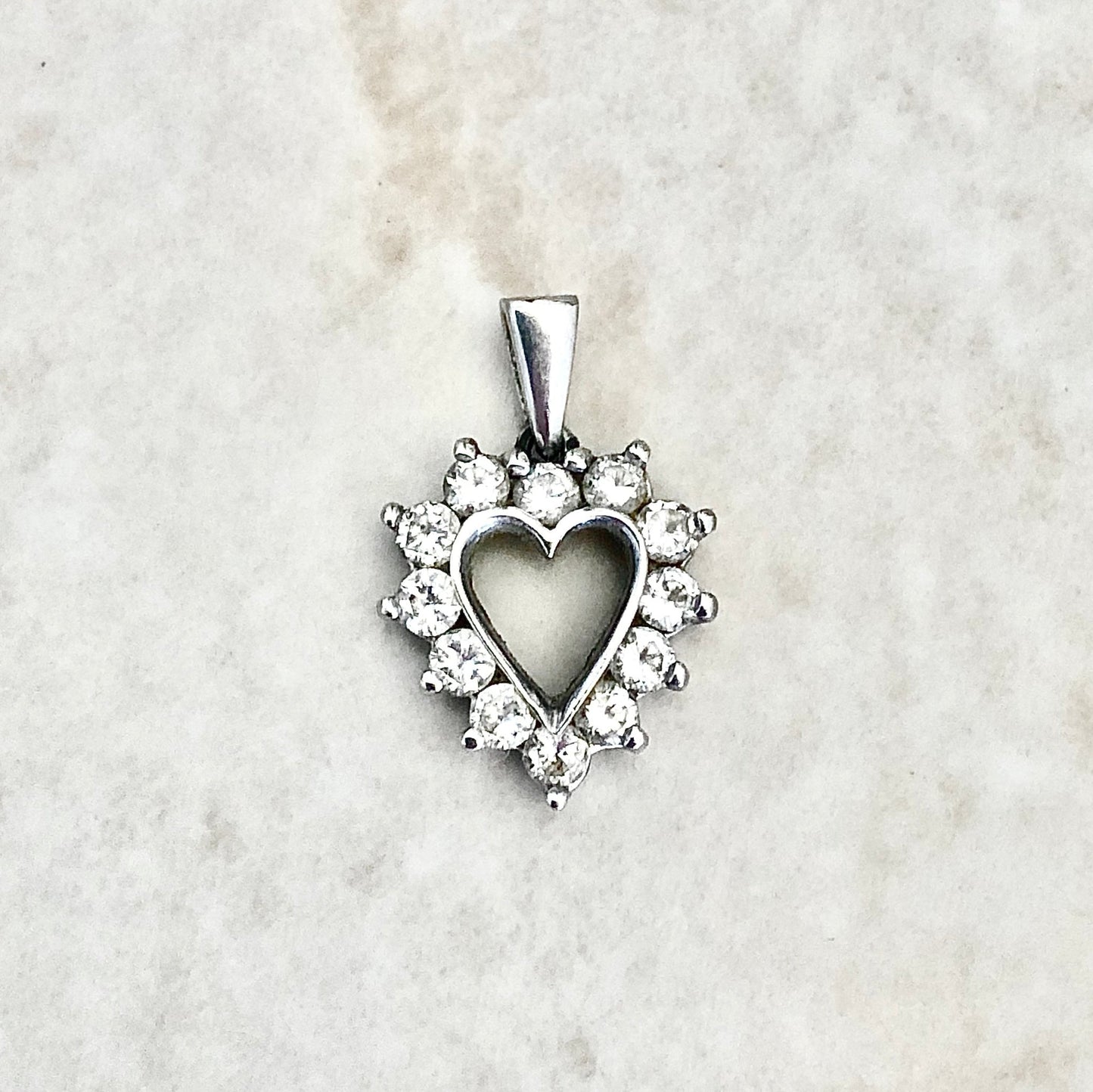 14 Karat White Gold 0.30 Carat Diamond Heart Pendant - WeilJewelry