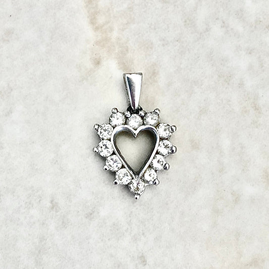 14 Karat White Gold 0.30 Carat Diamond Heart Pendant - WeilJewelry