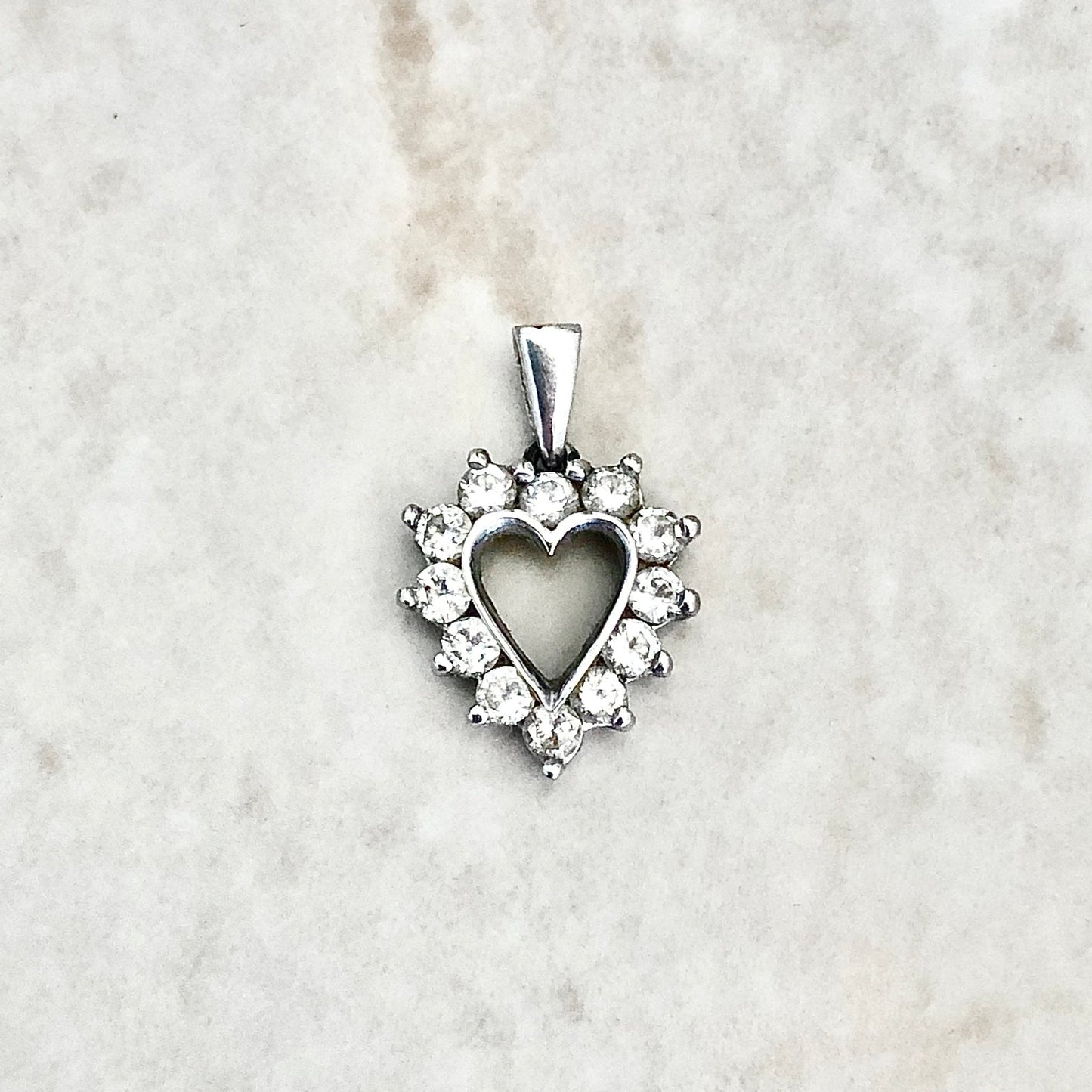 14 Karat White Gold 0.30 Carat Diamond Heart Pendant - WeilJewelry