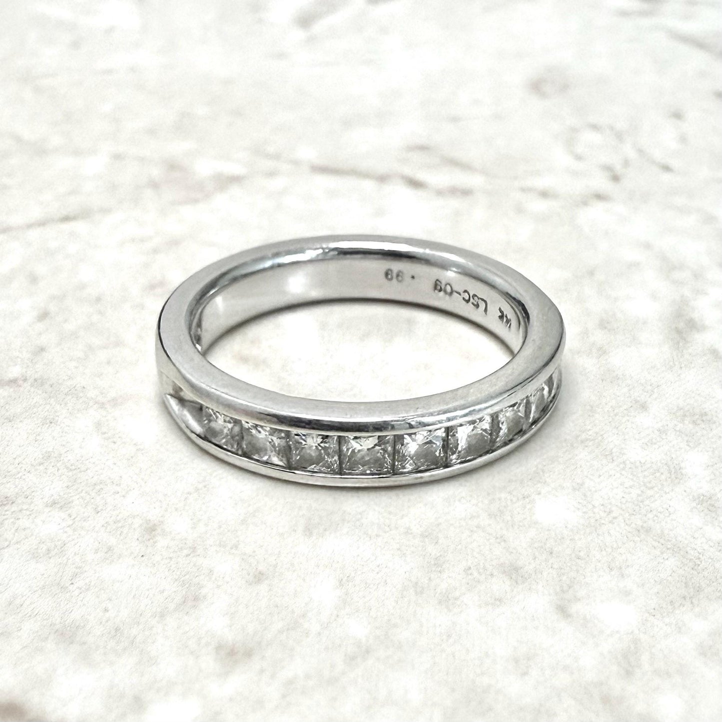 14 Karat White Gold 1 Carat Princess Cut Diamond Half Eternity Ring by THE LEO - WeilJewelry