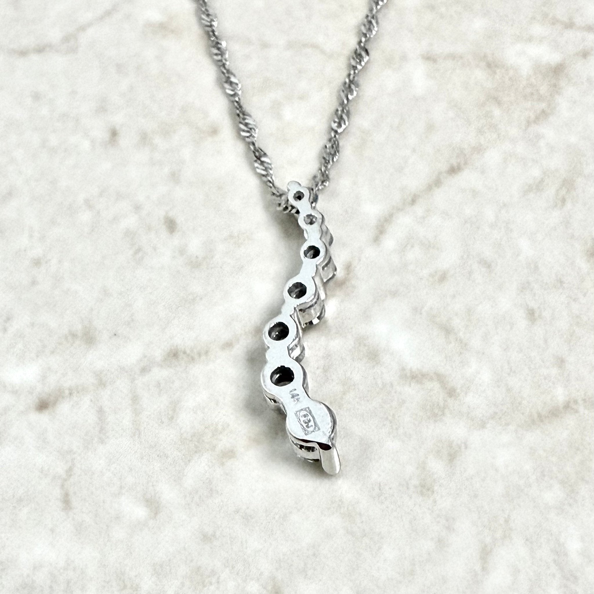 14 Karat White Gold 1/2 CT Diamond Journey Pendant Necklace