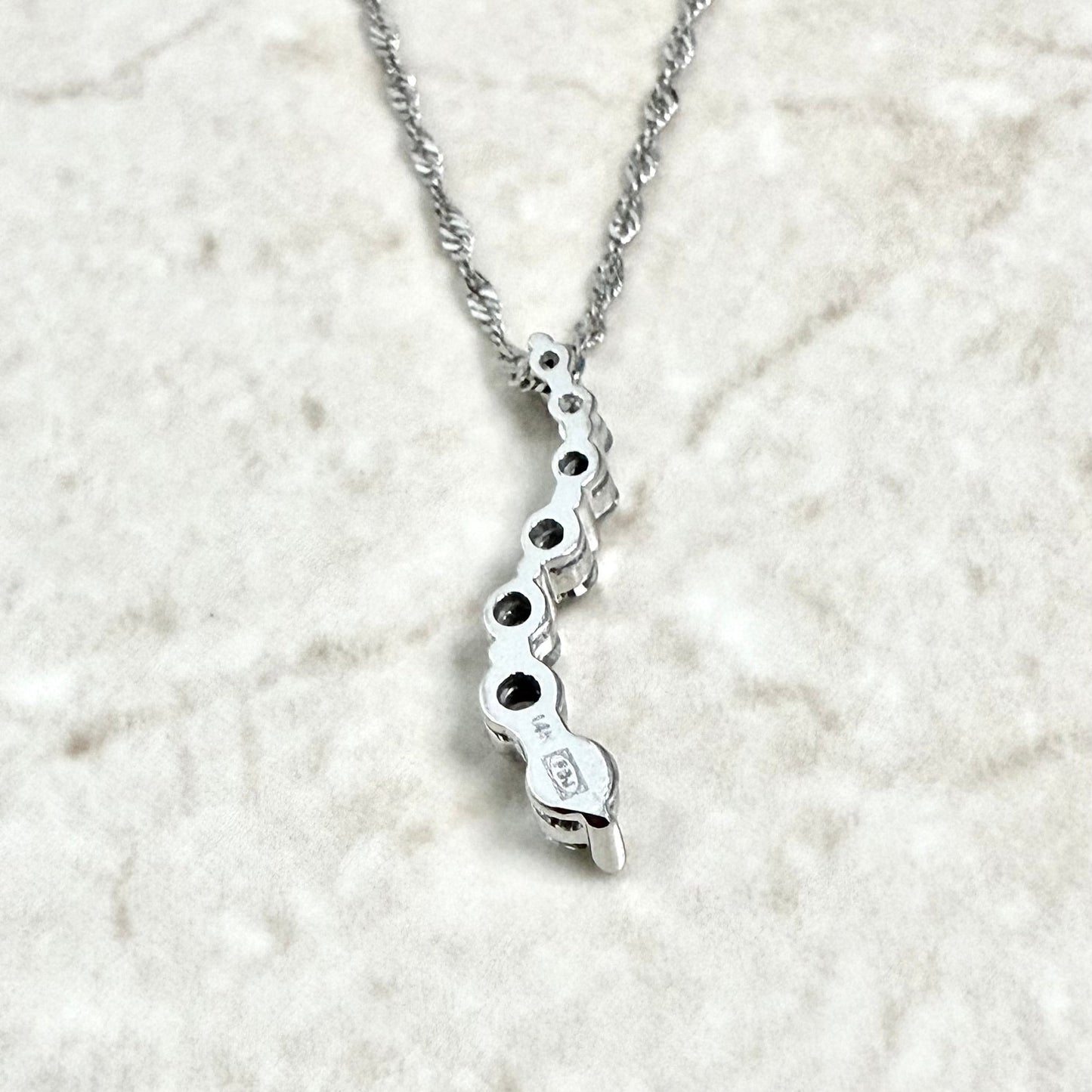 14 Karat White Gold 1/2 CT Diamond Journey Pendant Necklace - WeilJewelry