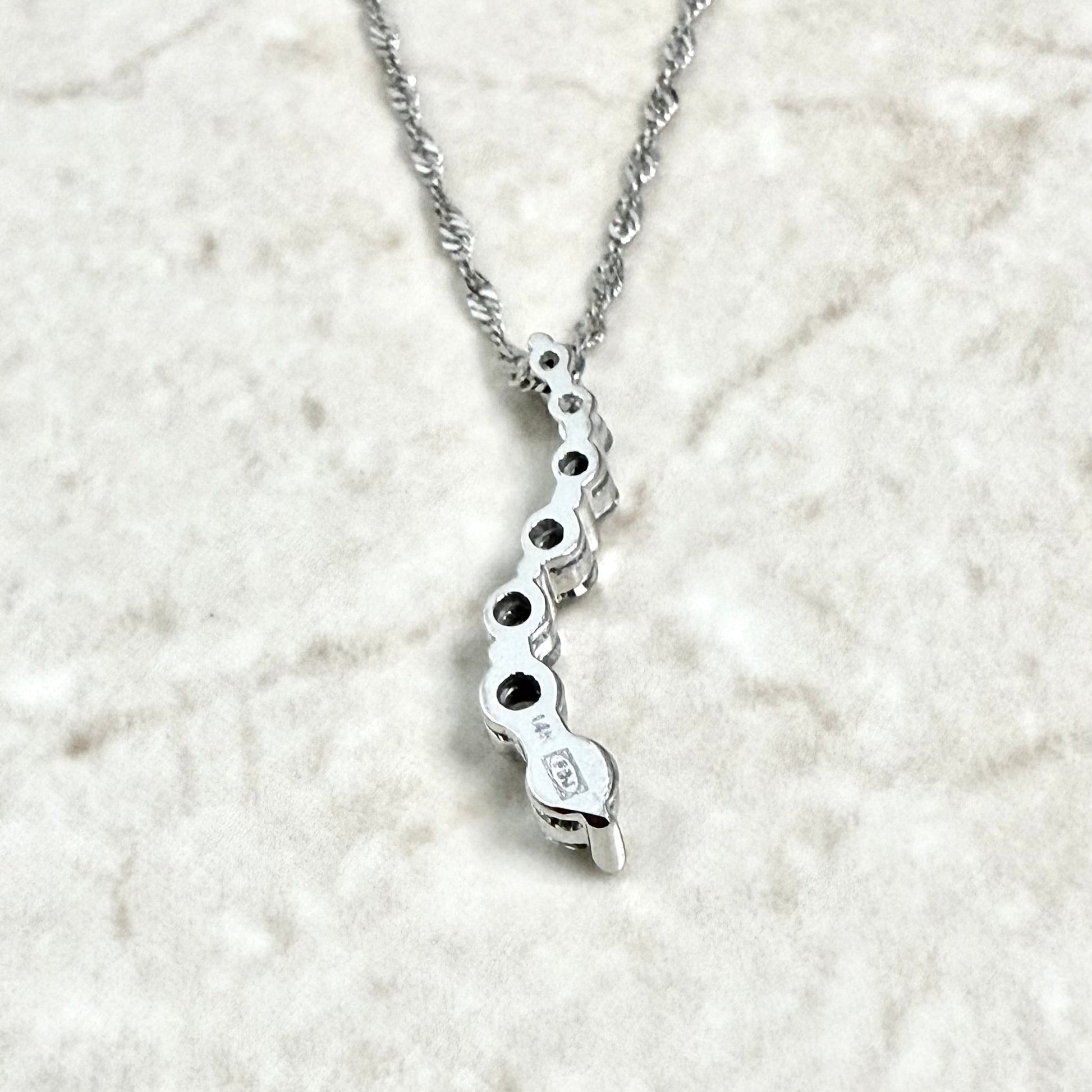 14 Karat White Gold 1/2 CT Diamond Journey Pendant Necklace - WeilJewelry