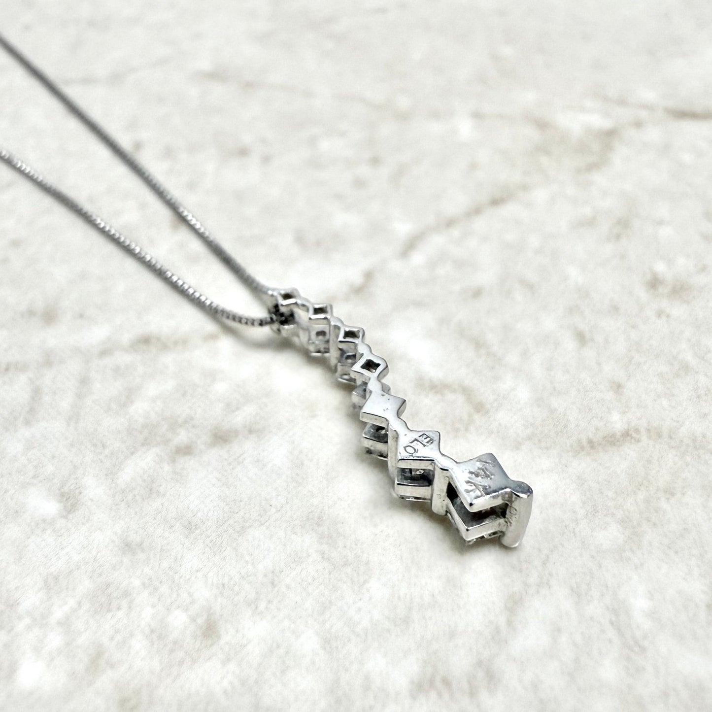 14 Karat White Gold 1/4 CT Princess Cut Diamond Journey Pendant Necklace - WeilJewelry