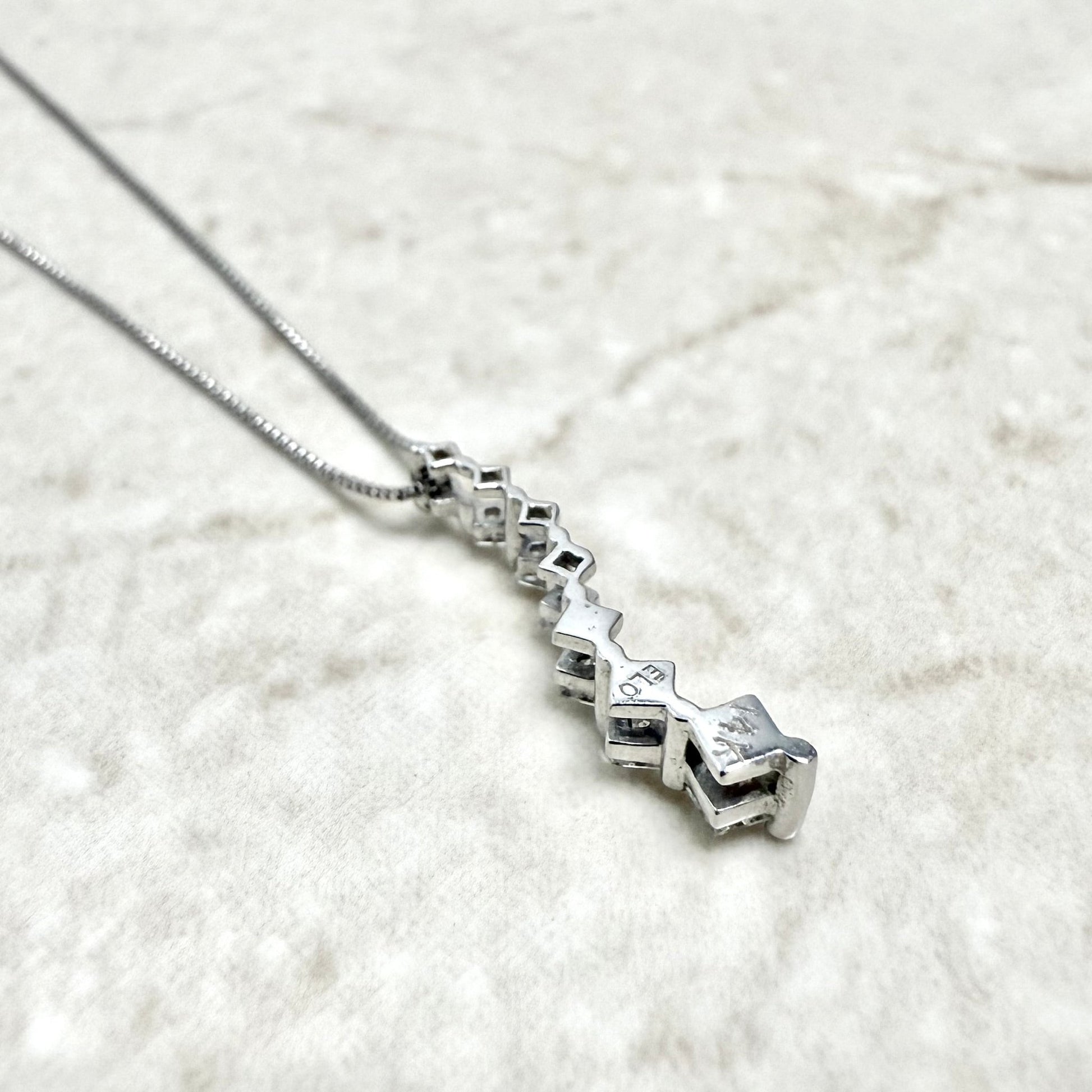 14 Karat White Gold 1/4 CT Princess Cut Diamond Journey Pendant Necklace - WeilJewelry